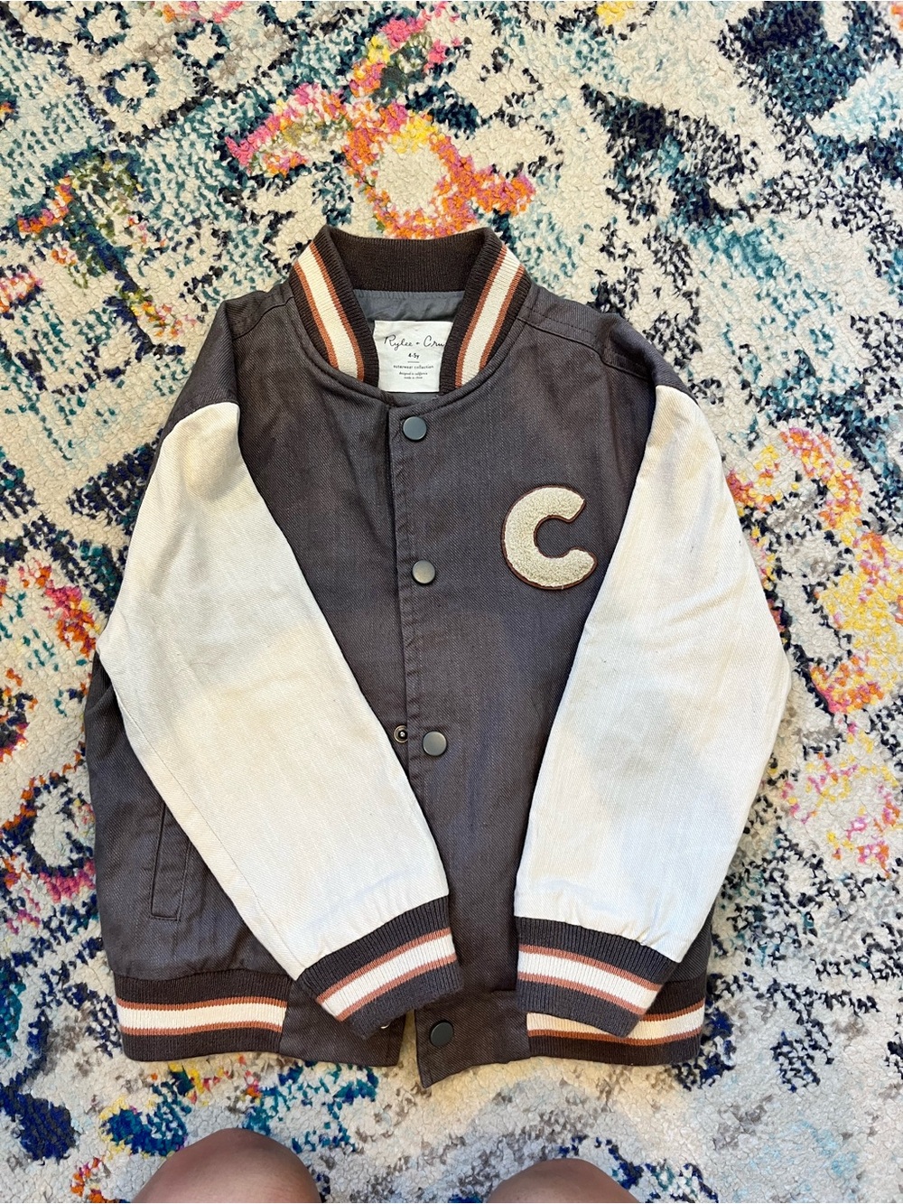 Rylee + Cru Two-Tone Varsity Jacket - Brown & Cream